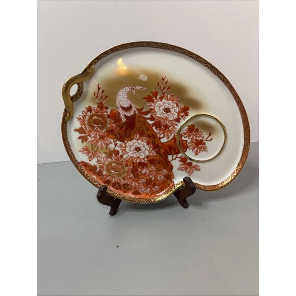 Vintage Japanese Imari Hand-Painted Porcelain Dish With Peacock & Floral Motif - Picture 6 of 11